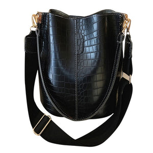 Vintage Casual Bucket Bags for Women Shoulder Bag Alligator pattern Quality Pu Leather Messenger Bag Big Tote Popular Style 2025
