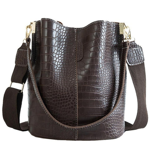 Vintage Casual Bucket Bags for Women Shoulder Bag Alligator pattern Quality Pu Leather Messenger Bag Big Tote Popular Style 2025
