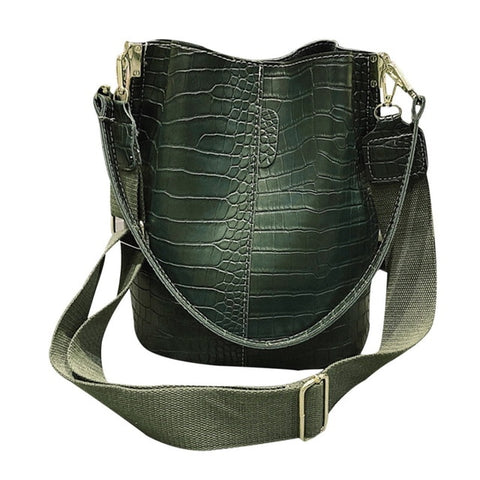 Vintage Casual Bucket Bags for Women Shoulder Bag Alligator pattern Quality Pu Leather Messenger Bag Big Tote Popular Style 2025