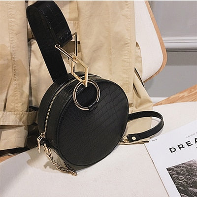 Crocodile Leather Round Bag Women Shoulder Messenger Bags Luxury Ladies Hand Bags Crossbody Bags for Women 2025 Evening Bag W293
