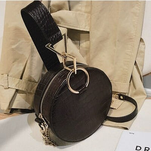 Crocodile Leather Round Bag Women Shoulder Messenger Bags Luxury Ladies Hand Bags Crossbody Bags for Women 2025 Evening Bag W293