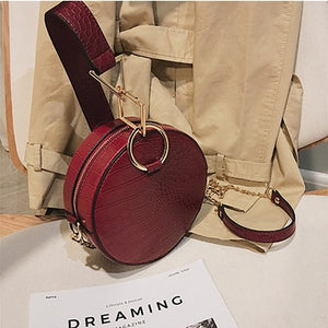 Crocodile Leather Round Bag Women Shoulder Messenger Bags Luxury Ladies Hand Bags Crossbody Bags for Women 2025 Evening Bag W293