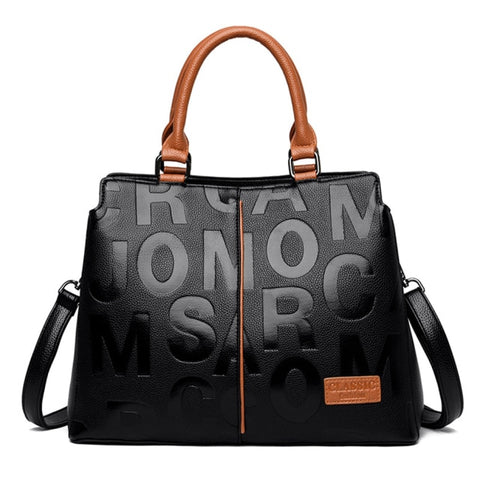 Ladies Quality Leather Letter Shoulder Bags for Women 2025 Luxury Handbags Women Bags Designer Fashion Large Capacity Tote Bag