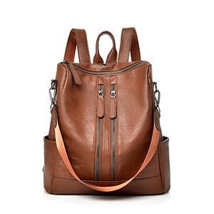 Saiten 2025 New PU Leather Women Backpack Casual School Backpack For Teenager Girl Large Capacity Multifunction Backpack Mochil