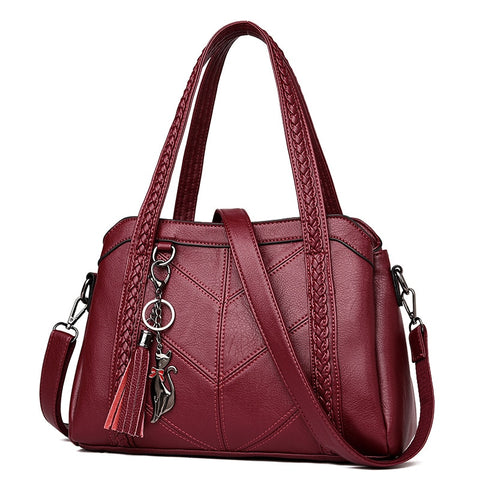 Women Handbag Genuine Leather Tote Bags Tassel Luxury Women Shoulder Bags Ladies Leather Handbags Women Fashion Bags 2025
