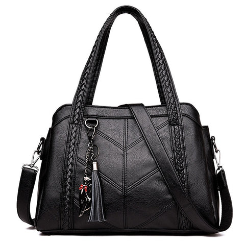 Women Handbag Genuine Leather Tote Bags Tassel Luxury Women Shoulder Bags Ladies Leather Handbags Women Fashion Bags 2025