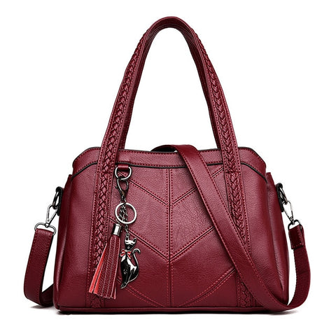 Women Handbag Genuine Leather Tote Bags Tassel Luxury Women Shoulder Bags Ladies Leather Handbags Women Fashion Bags 2025